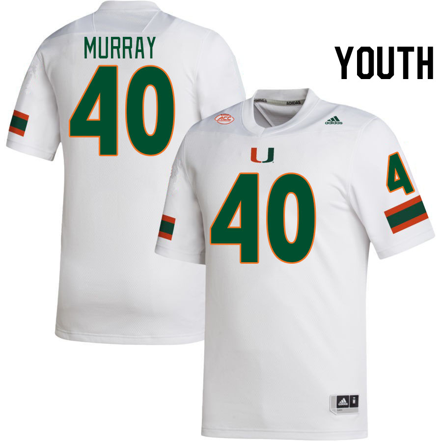 Youth #40 Abram Murray Miami Hurricanes College Football Jerseys Stitched-White